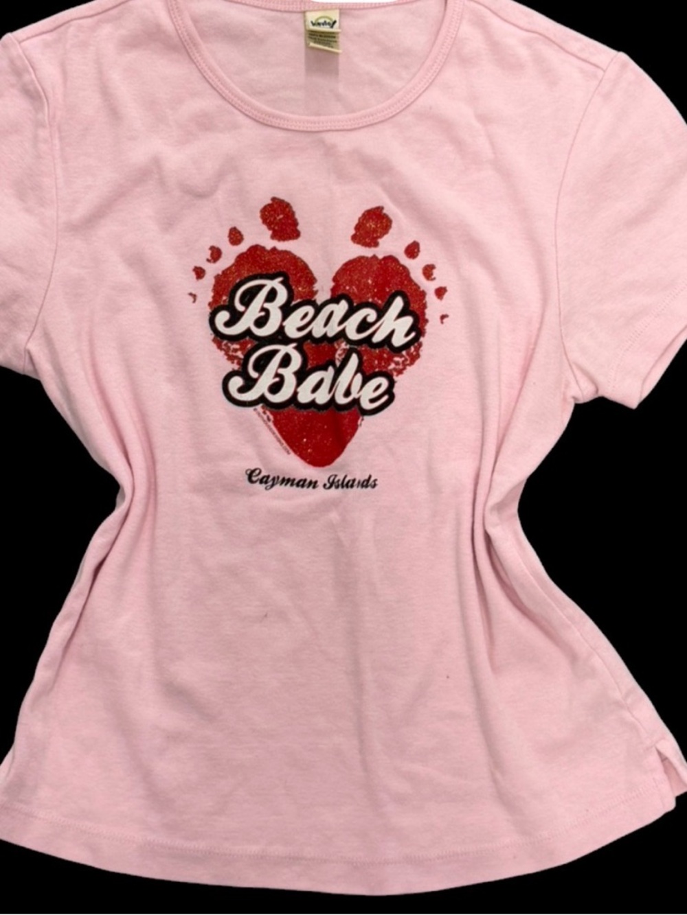100% cotton Beach Babe Pink Graphic Tee - Cayman Islands